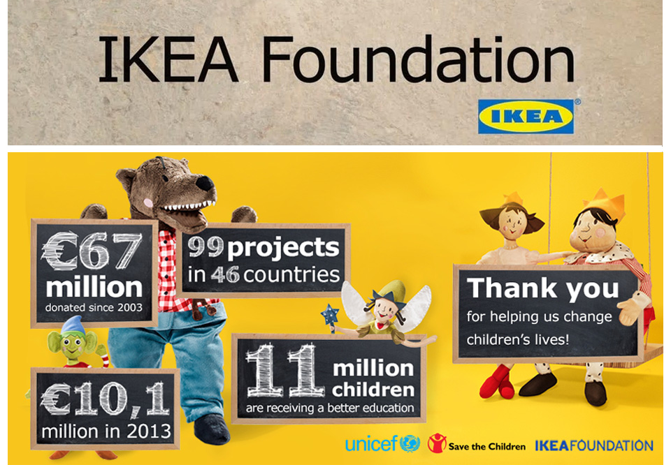 IKEA Foundation può occuparsi di realizzare progetti sociali nei Paesi in via di sviluppo tramite supporto economico o donazione di prodotti